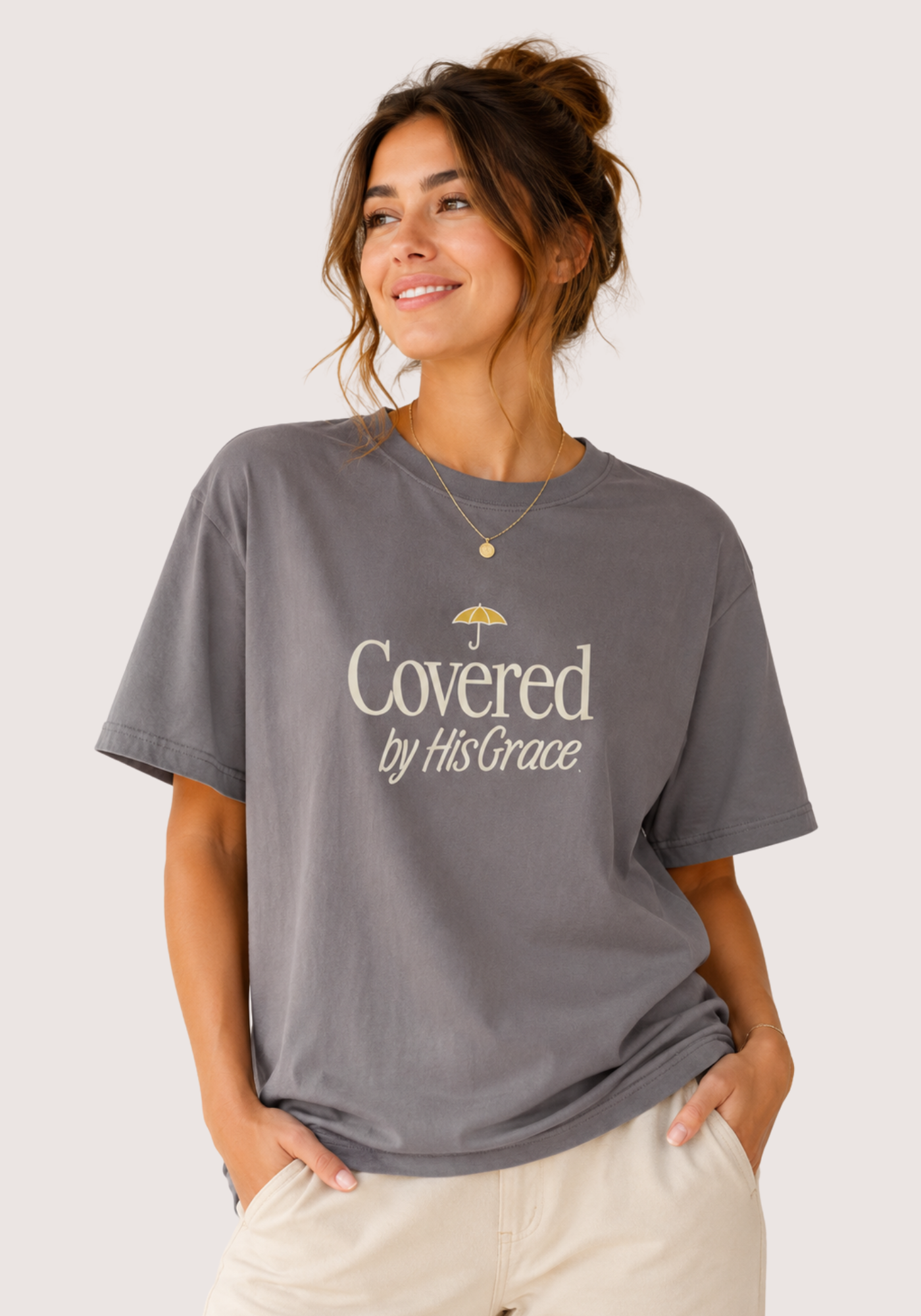 Covered By His Grace Tee -Embroidered