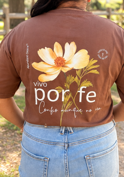 Vivo por Fe – Camisa en color chocolate