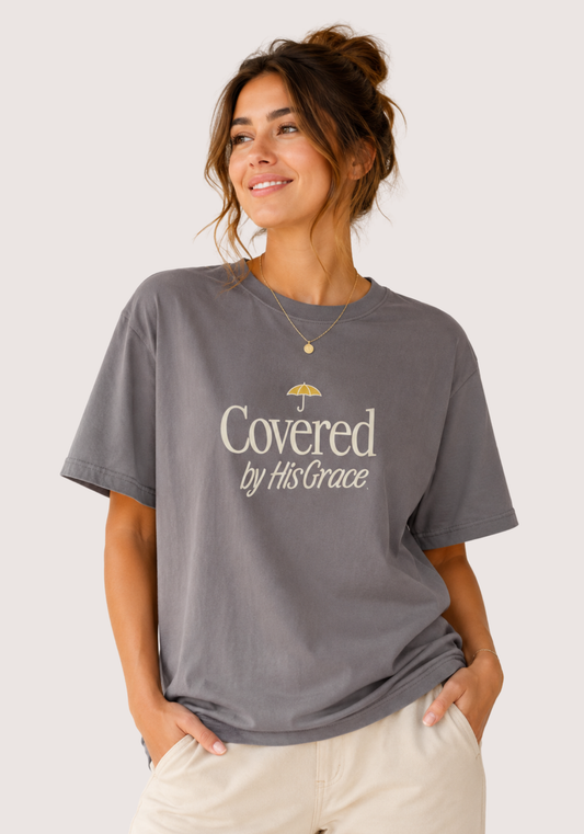 Covered By His Grace Tee -Embroidered